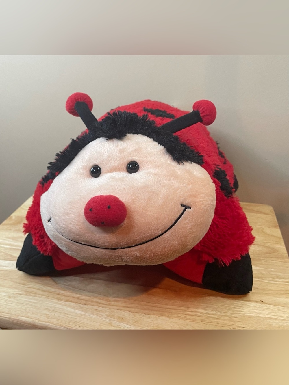 Pillow Pets Ms Ladybug Plush Folding Pillow Stuffed Animal Red Black Washable